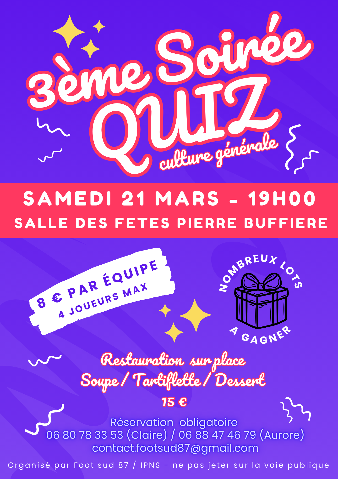 Affiche de la soirée quiz Foot Sud