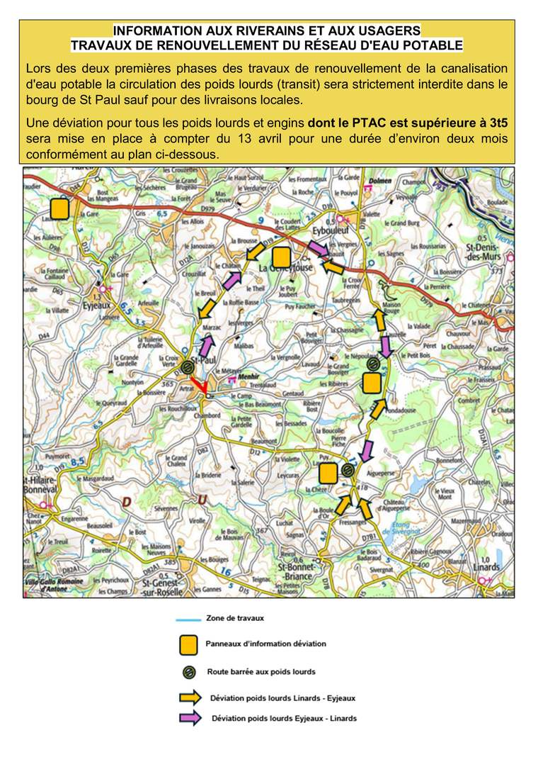 Plan de déviation des poids lourds