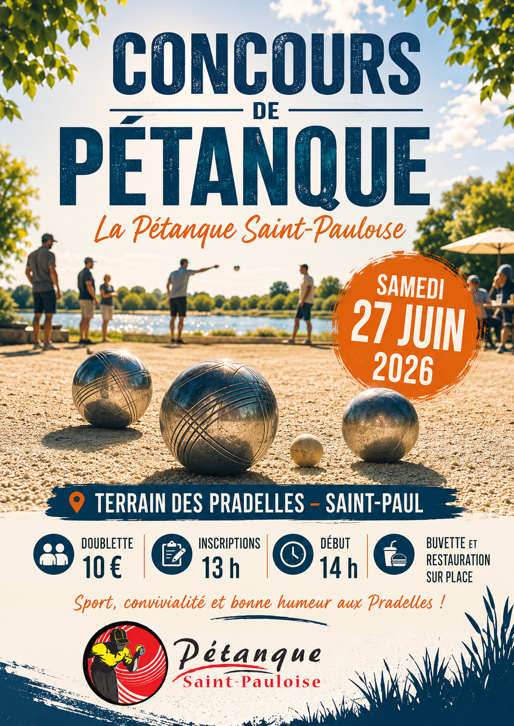 Affiche du concours de pétanque de la Pétanque Saint-Pauloise