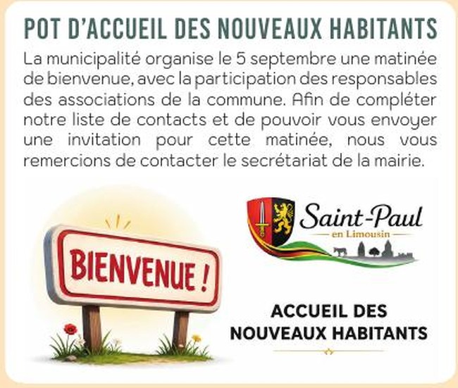 Visuel d'accueil des nouveaux habitants publié dans le bulletin municipal